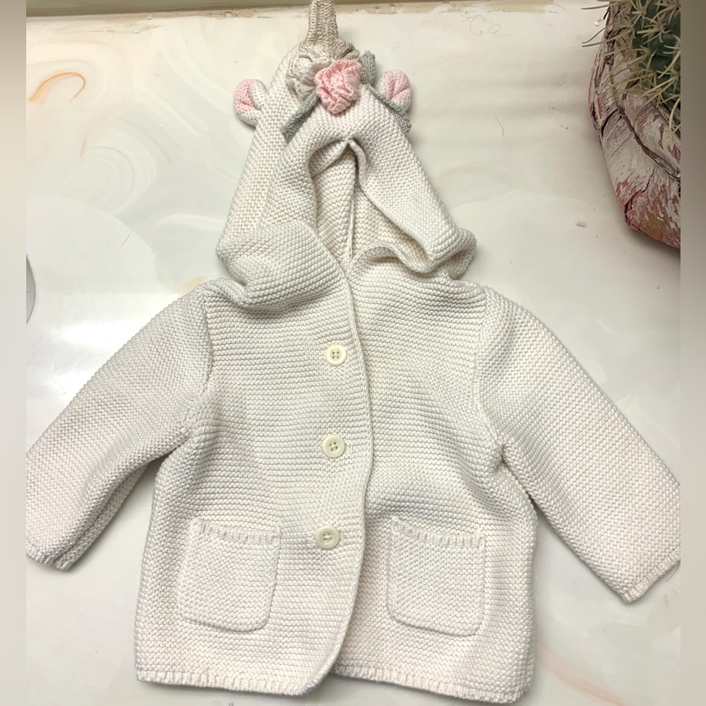 NWOT Baby Gap Cream Colored Knit Unicorn Sweater